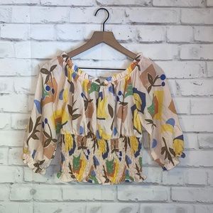 NWOT Lush floral bold printed ruffle crop top
